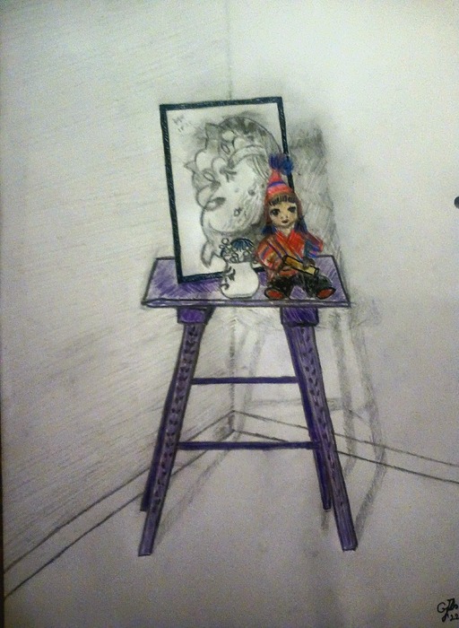 Sarok 1 (ceruza, szén, karióka)