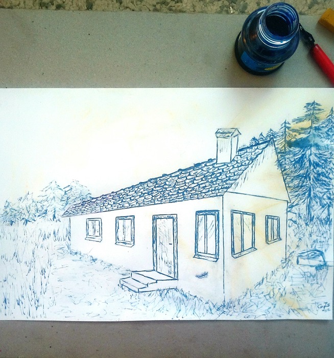 Otthon (ceruza, toll, szén)