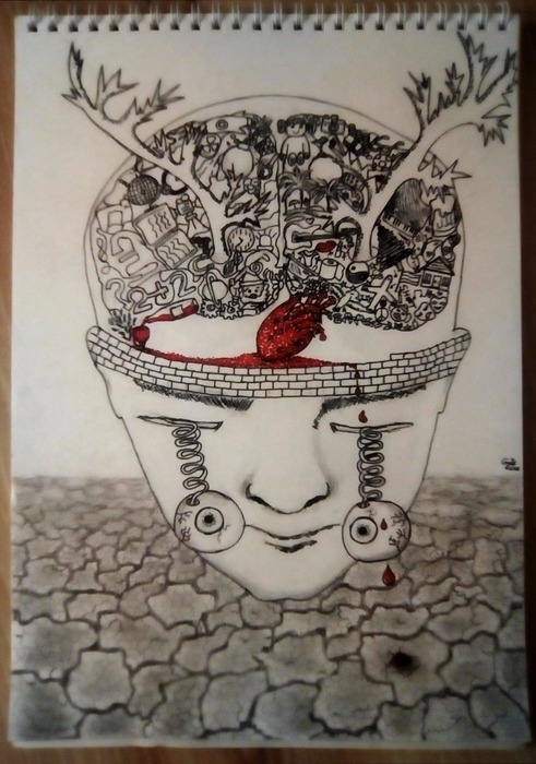 Elmélet (ceruza, szén, toll)